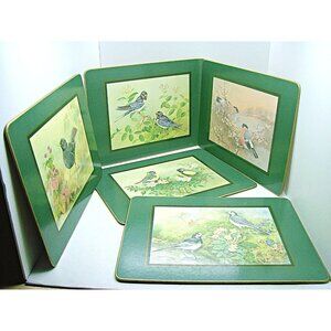 Vintage Cloverleaf England Lot 5 Hard Placemats Art Jonathan Sainsbury Birds